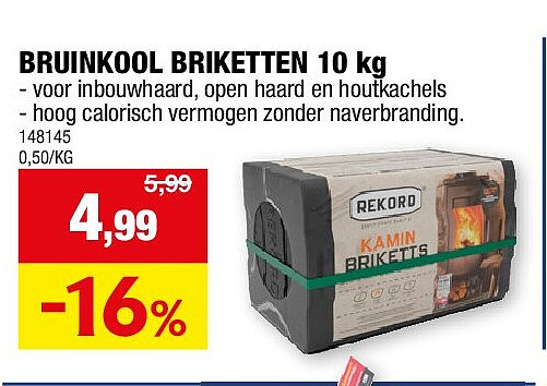 BRUINKOOL BRIKETTEN 10 kg