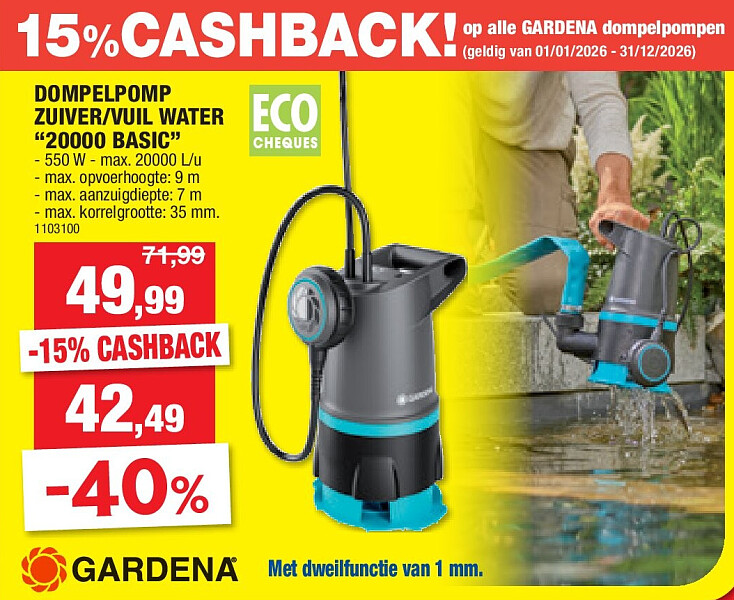 DOMPELPOMP ZUIVER/VUIL WATER “20000 BASIC”