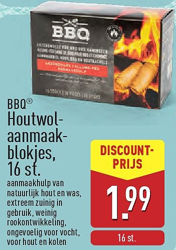 Houtwol aanmaak blokjes, 16st.