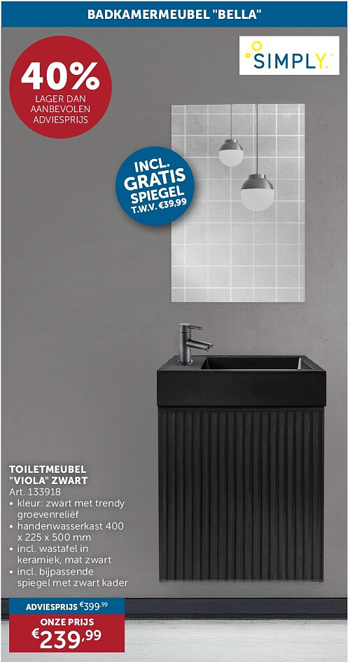 TOILETMEUBEL "VIOLA" ZWART