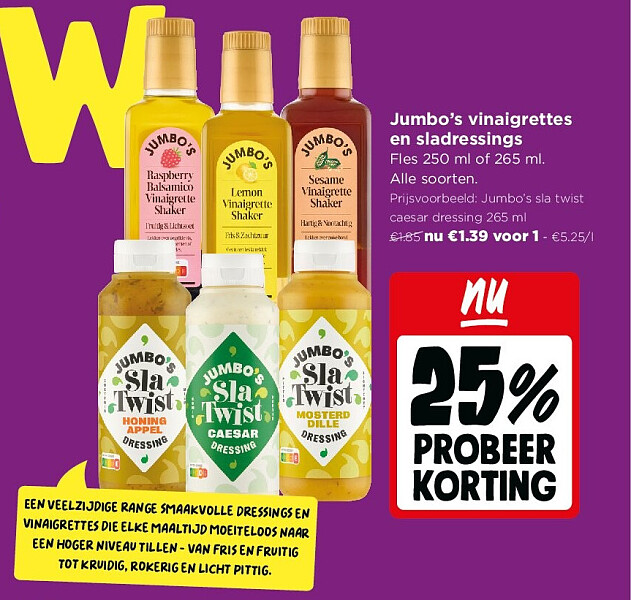 Jumbo’s vinaigrettes en sladressings