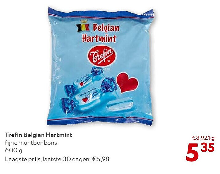 Trefin Belgian Hartmint fijne muntbonbons 600 g