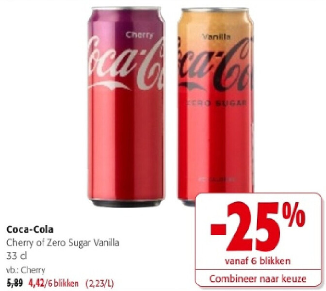 Coca-Cola Cherry of Zero Sugar Vanilla 33 d