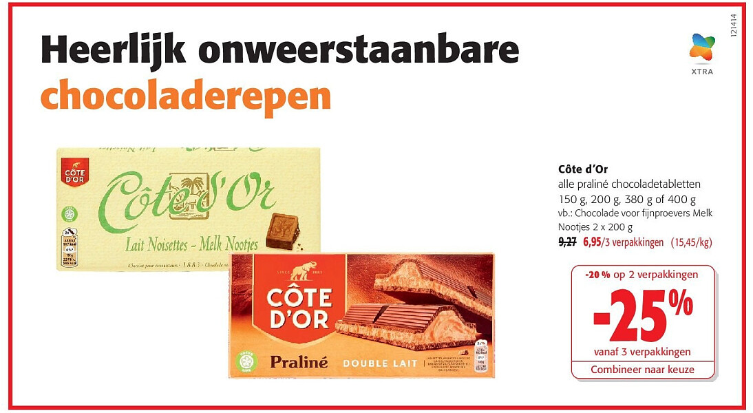 Côte d’Or Chocolade voor fijnproevers Melk Nootjes 2 x 200 g