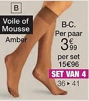 Voile mousse kousen, set van 4 paar