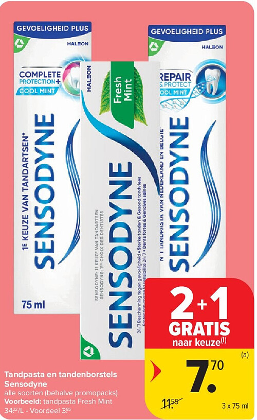 Tandpasta en tandenborstels Sensodyne