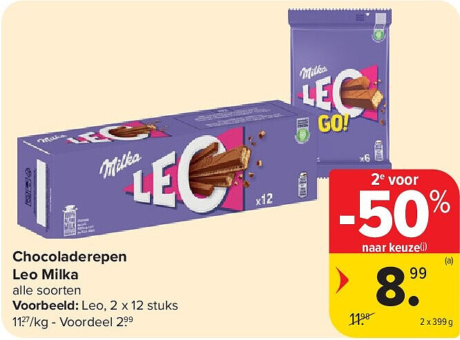 Chocoladerepen Leo Milka