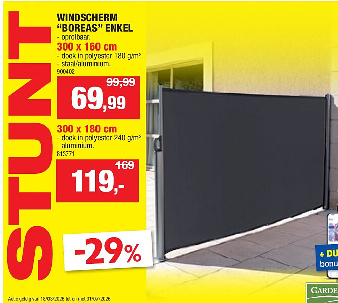 WINDSCHERM “BOREAS” ENKEL