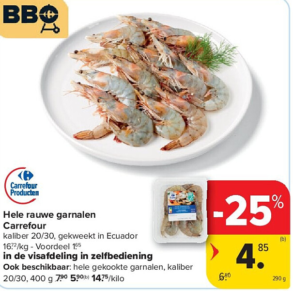 Hele rauwe garnalen Carrefour