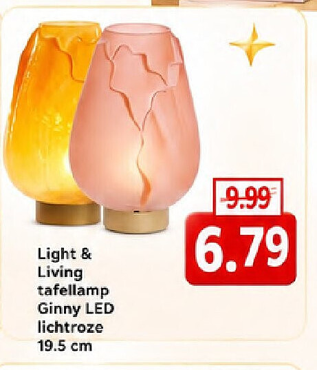 Light & Living tafellamp Ginny LED lichtroze 19.5 cm