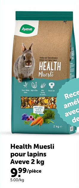 Health Muesli pour lapins Aveve 2 kg