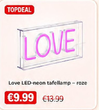 Love LED-neon tafellamp -roze