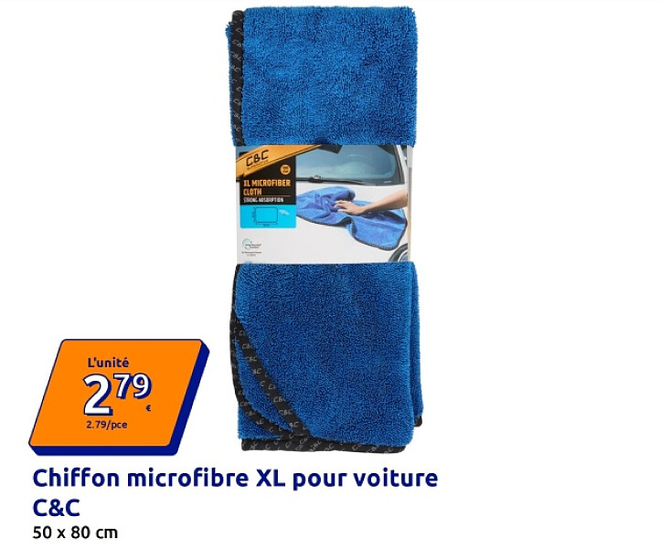 Chiffon microfibre XL pour voiture C&C