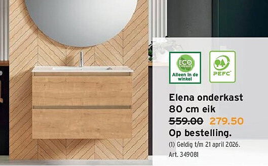 Elena onderkast 80 cm eik