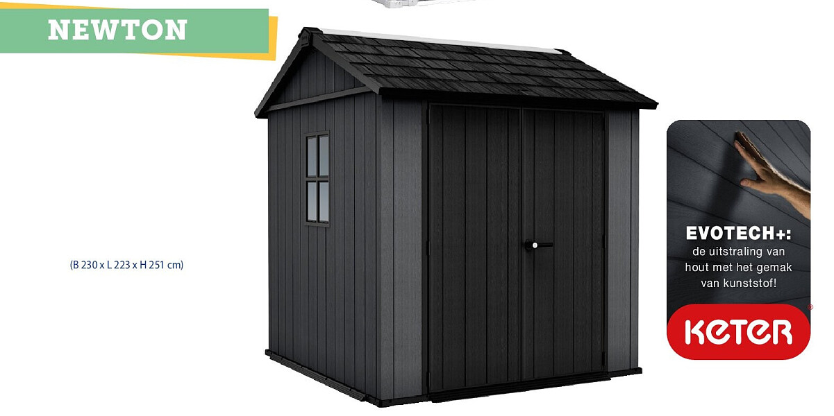 Keter Newton 1175 kunststof tuinhuis 350x230x251 cm grijs