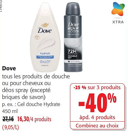Dove tous les produits de douche