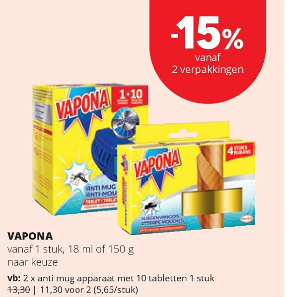 VAPONA anti mug apparaat met 10 tabletten 1 stuk
