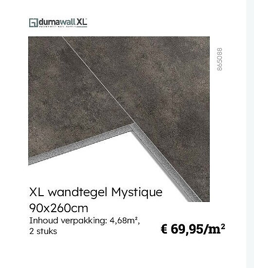XL wandtegel Mystique 90x260cm Inhoud verpakking: 4,68m², 2 stuks