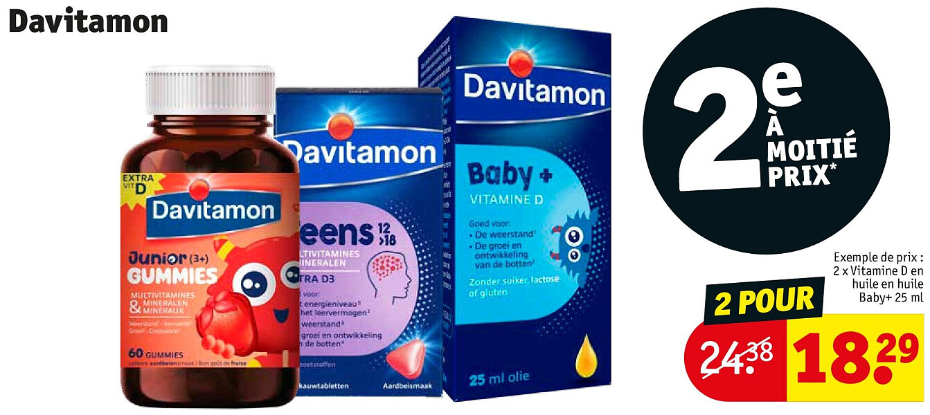 Davitamon 2 x Vitamine D en huile en huile Baby+ 25 ml