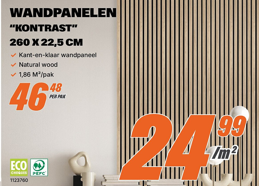 Wandpanelen Kontrast 260 x 22,5 cm