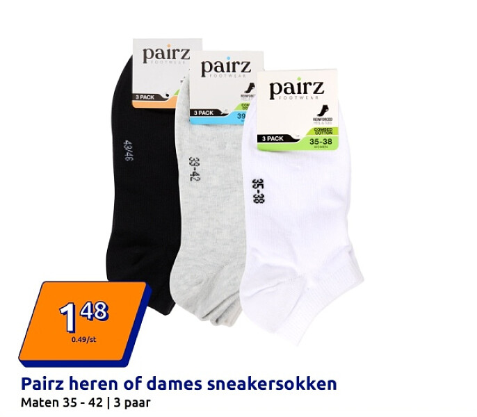 Pairz heren of dames sneakersokken