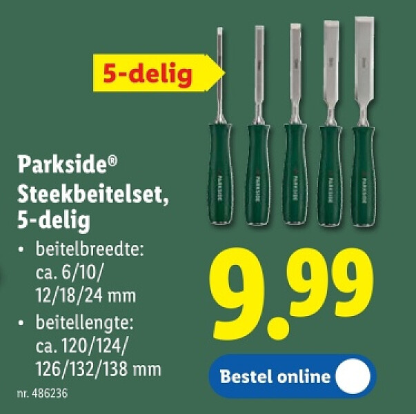 Steekbeitelset, 5-delig