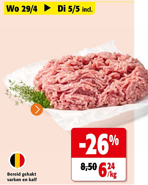 Bereid gehakt varken en kalf