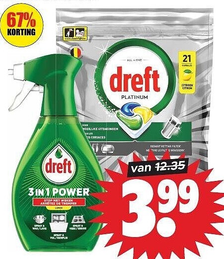 Dreft vaatwastabletten platinum lemon of spray