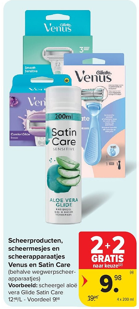 Scheerproducten, scheermesjes en scheerapparaatjes Venus en Satin Care