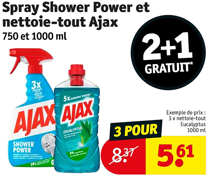 Spray Shower Power et nettoie-tout Ajax 3 POUR