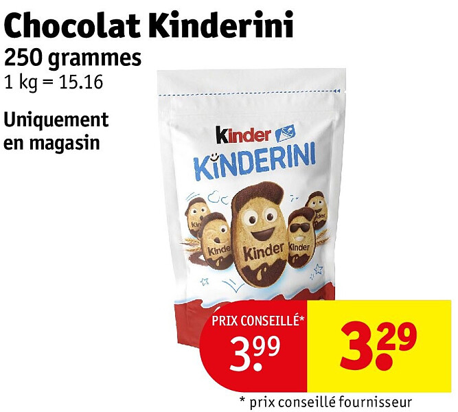Chocolat Kinderini 250 grammes