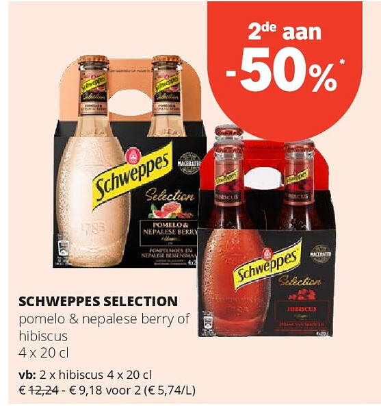 SCHWEPPES SELECTION hibiscus 4 x 20 cl