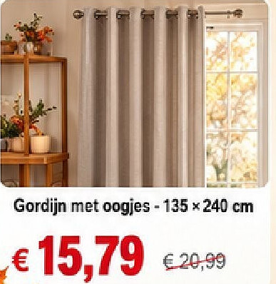 Gordijn met oogjes - 135 x240 cm