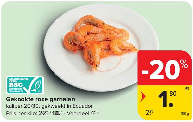 Gekookte roze garnalen