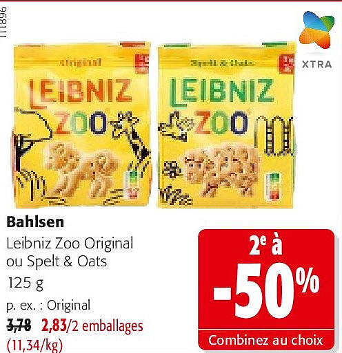 Bahlsen Leibniz Zoo Original ou Spelt & Oats 125 g