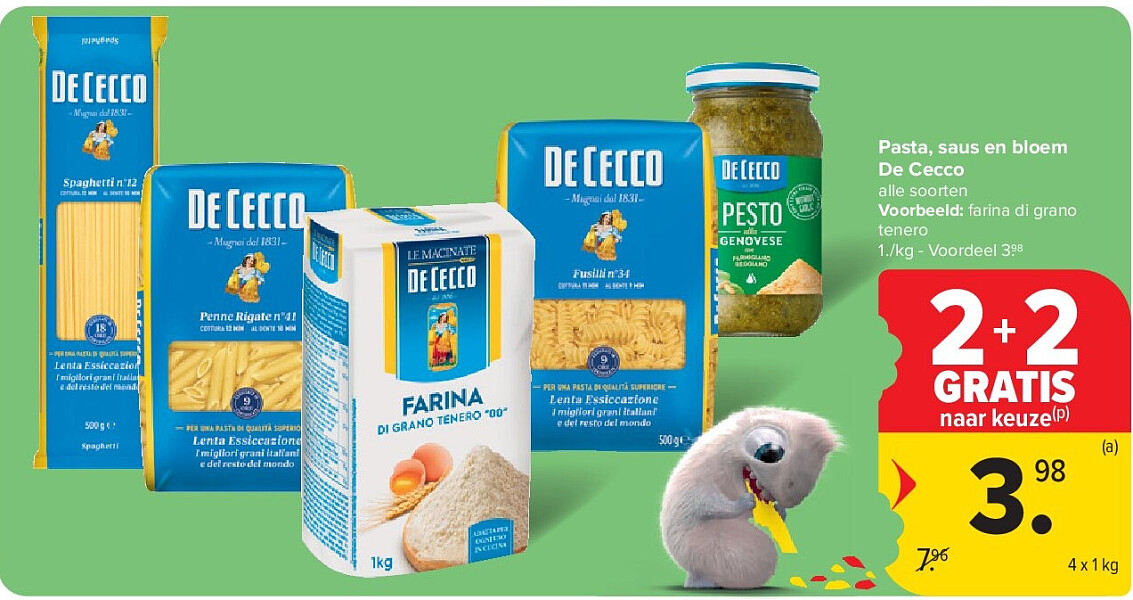Pasta, saus en bloem De Cecco