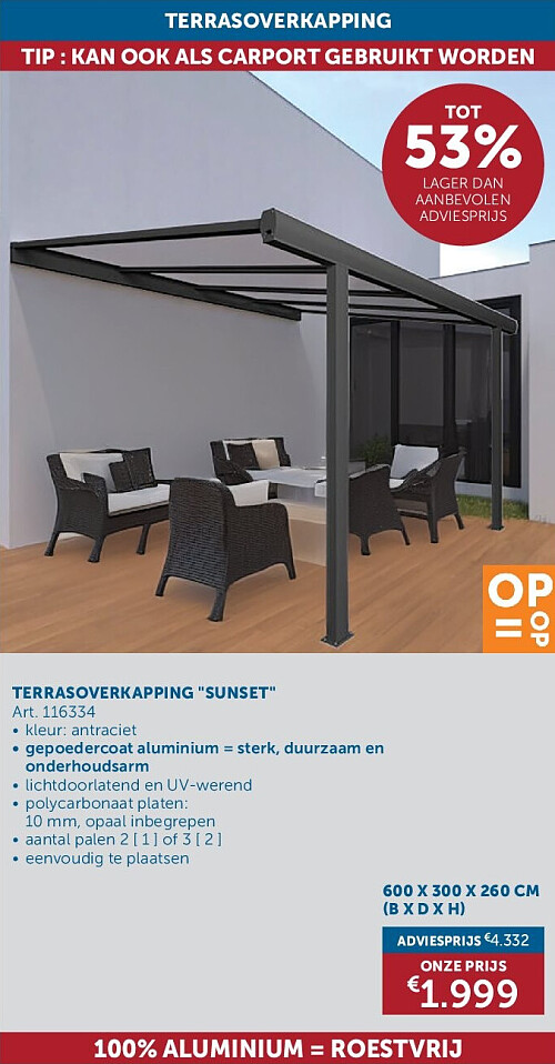 TERRASOVERKAPPING "SUNSET"