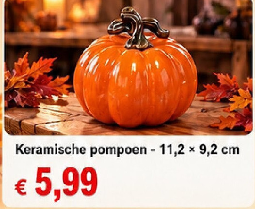 Keramische pompoen - 11,2 x 9,2 cm