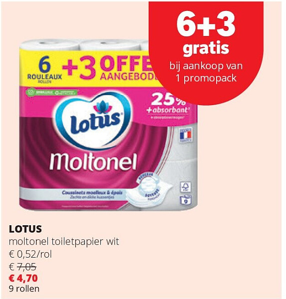 LOTUS moltonel toiletpapier wit