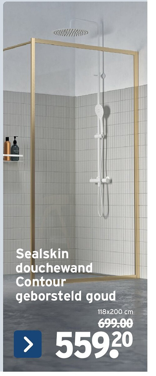 Sealskin douchewand Contour geborsteld goud