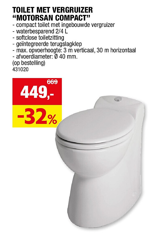TOILET MET VERGRUIZER “MOTORSAN COMPACT”