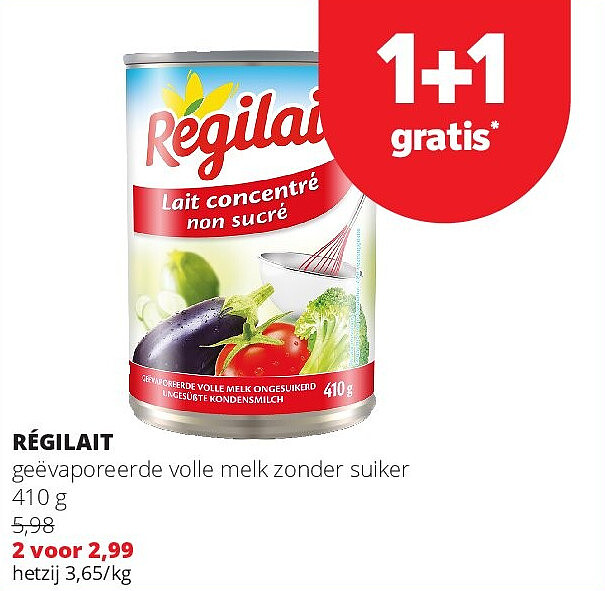 RÉGILAIT geëvaporeerde volle melk zonder suiker 410 g
