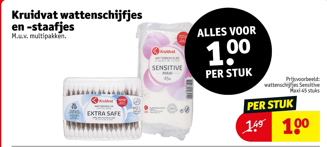 Kruidvat wattenschijfjes en -staafjes
