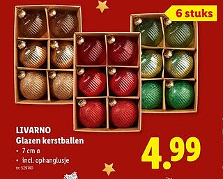 LIVARNO Glazen kerstballen