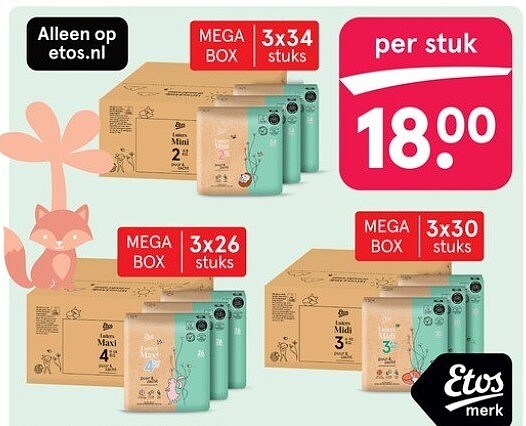 Etos Puur & Zacht luiers en luierbroekjes megabox