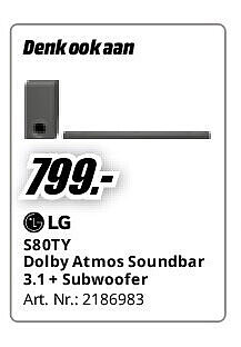 S80TY Dolby Atmos Soundbar 3.1 + Subwoofer