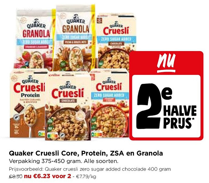 Quaker Cruesli Core, Protein, ZSA en Granola