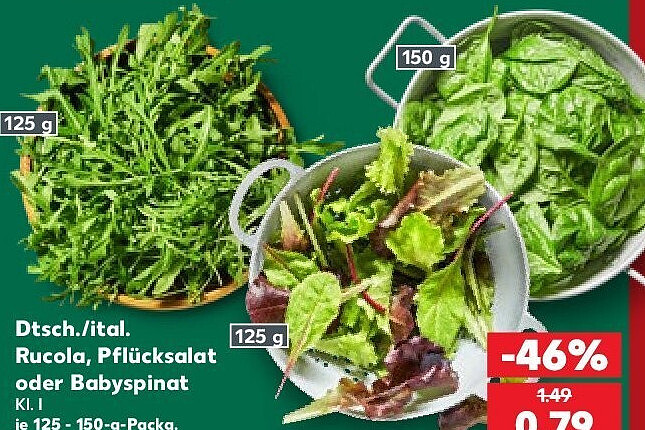 Deutsche/italienische Rucola, Pflücksalat oder Babyspinat