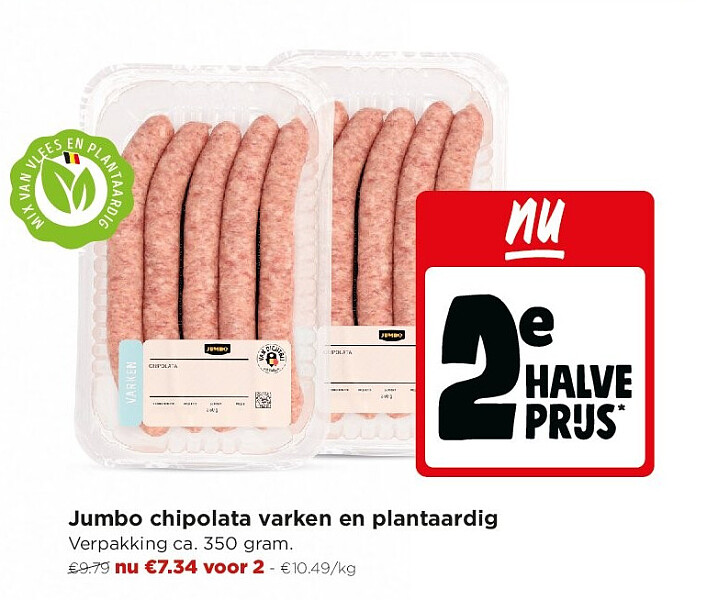 Jumbo chipolata varken en plantaardig