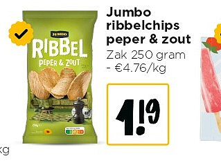 Jumbo ribbelchips peper & zout